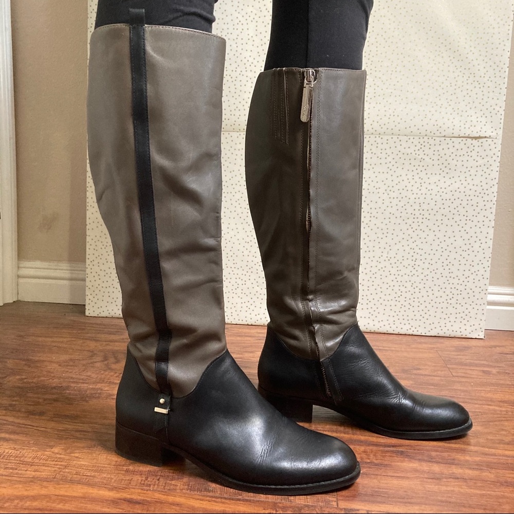 Boden Black and Gray Riding Boots with Zipper - Picture 2 of 9